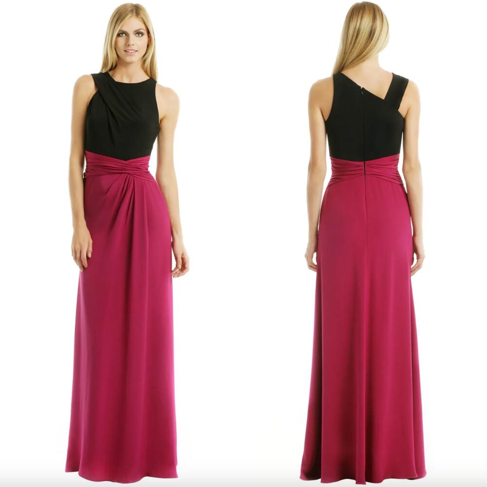 David Meister Women's Barcelona Berry Gown Size 4 Pink Black Full Length Dress